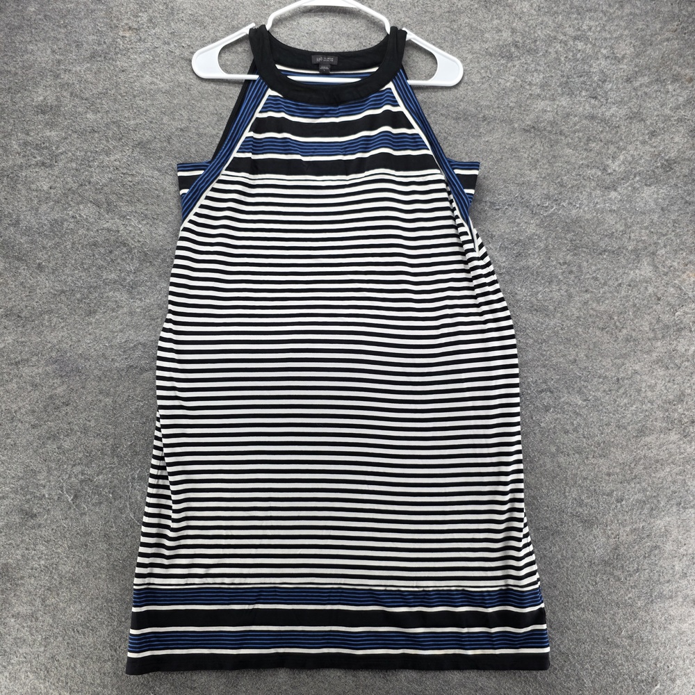 J. Jill Dress Womens L Black Striped Tank Shift Sleeveless Halter Jersey